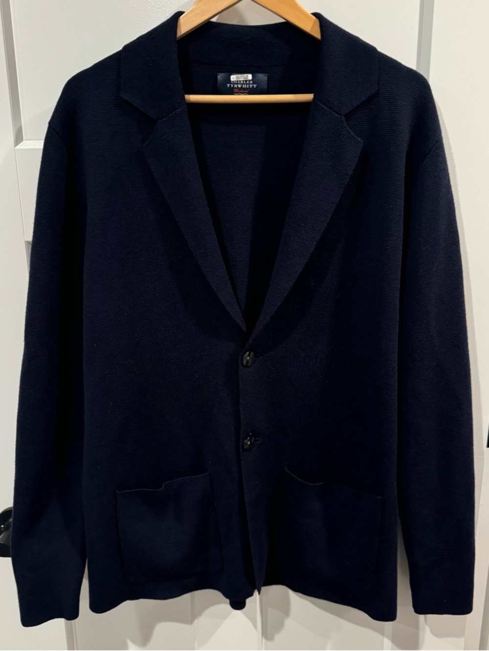 NEW Charles Tyrwhitt Merino Dark Blue 100% Wool Knitwear Cardigan/Blazer
